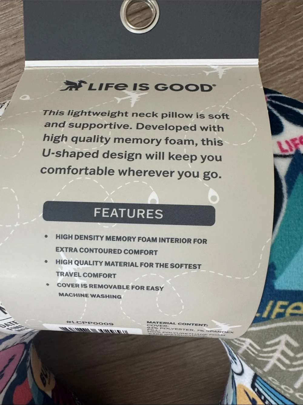 NWT Life Is Good Navy Multicolor Travel Neck Pillow